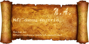 Nádassy Asztrid névjegykártya